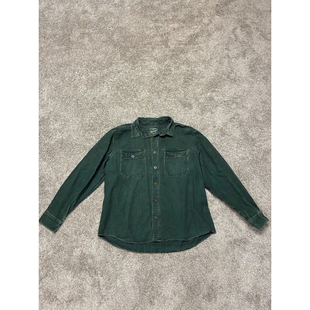 Woolrich Expedition Chamois Cotton Button Up Shirt Menโs XL Dark Pine Green VTG
